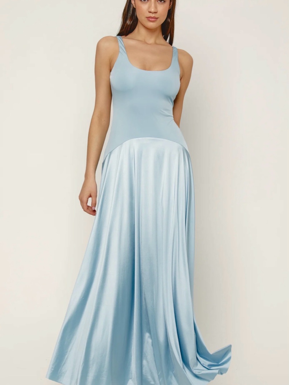Rare London Pale Blue Satin Maxi Dress